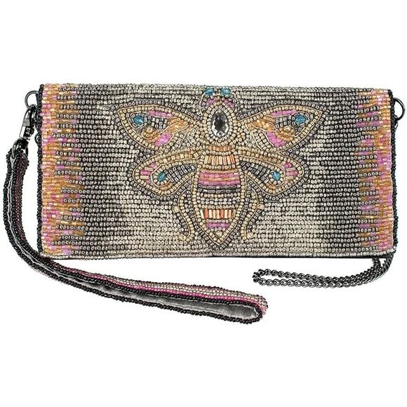 Mary Frances Queen Bee Hand Beaded Crossbody Wallet Clutch Handbag Purse NWT - Picture 1 of 8